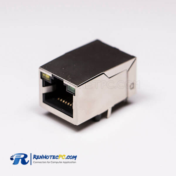 RJ45 Female Connectors 8P8C 180 Degree with LED and Shield