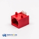 RJ45 Female Jack 90 Degree Connector Red 1 Port 8P8C Unshield Without LED