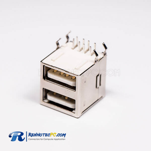 USB 2.0 High Speed Port Dual Port Type A 90° for PCB Mount