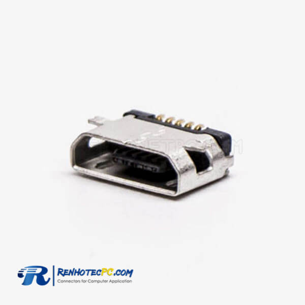Micro USB 5 Pin Type B Straight SMT Socket for Phone