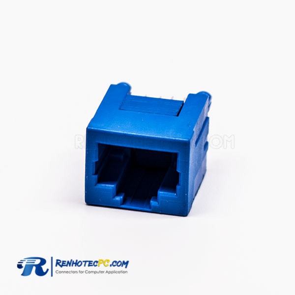 8P RJ45 Connector 180 Degree Connector 1 Port Blue Unshield Without LED
