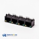 Unshield 4 RJ45 Female Connector 4 Port 1*4 Black R/A With LED for PCB