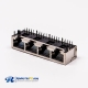 RJ45,Female,PCB Mount,8P,4 Port,Right Angle/90°,With Shield,Without LED