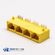 8P Female RJ45 Connectors Yellow 4 Port without LED and without Shield for PCB