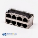 Double RJ45 Female Connector 8 Port 2*4 without LED and with Shield for PCB