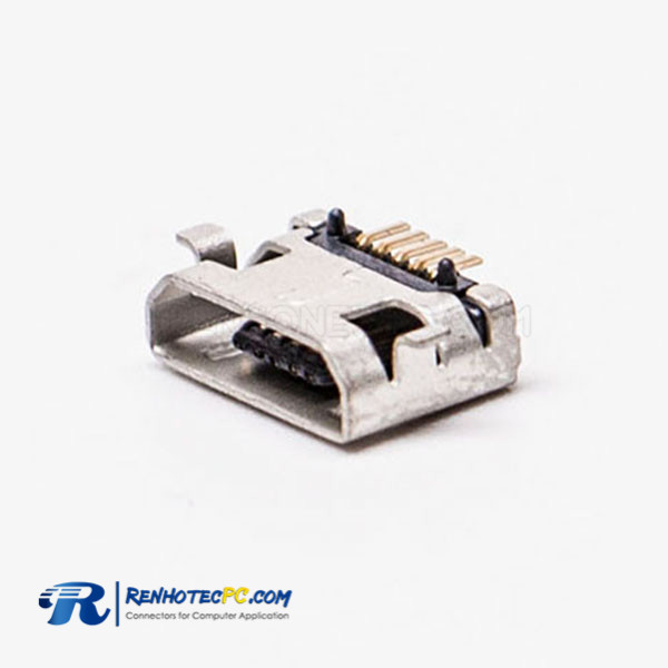 Micro USB Female 5 Pin SMT Type 180 Degree for PCB Mount