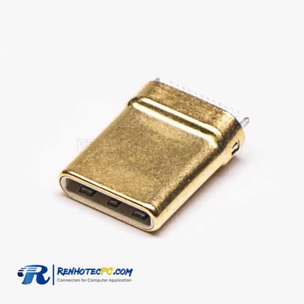Type C 24 Pin Connector Straight Plug Through Hole Gold Plating