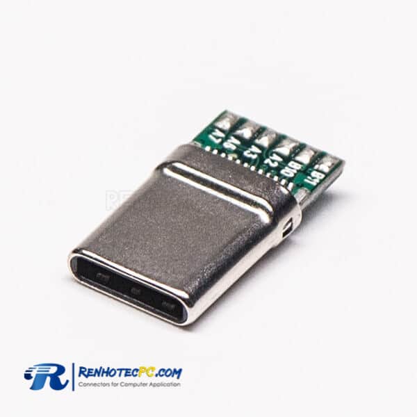 180 Degree USB Type C Plug 24 Pin Solder Type for Cable
