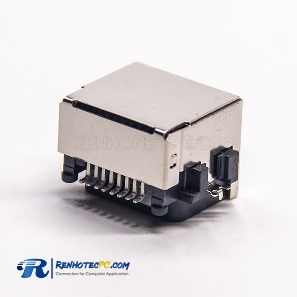 RJ45 Connectors Socket Right Angled Shielded Without LED Offset Type SMT for PCB Mount