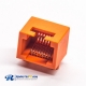 RJ45 Orange Jack 8P8C Connector Right Angle Through Hole Unshielded for PCB Mount