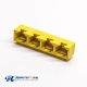 4 Port RJ45 Ethrenet Netword Socket Yellow Plastic Angled DIP for PCB Mount