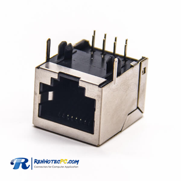 Metal RJ45 Socket DIP Type Right Angled Shielded without LED for PCB Mount