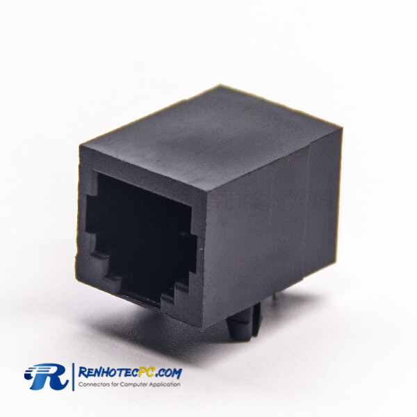 RJ45 to Ethernet Socket PCB Mount DIP Type 90 Degree Black Plastic Unshielded