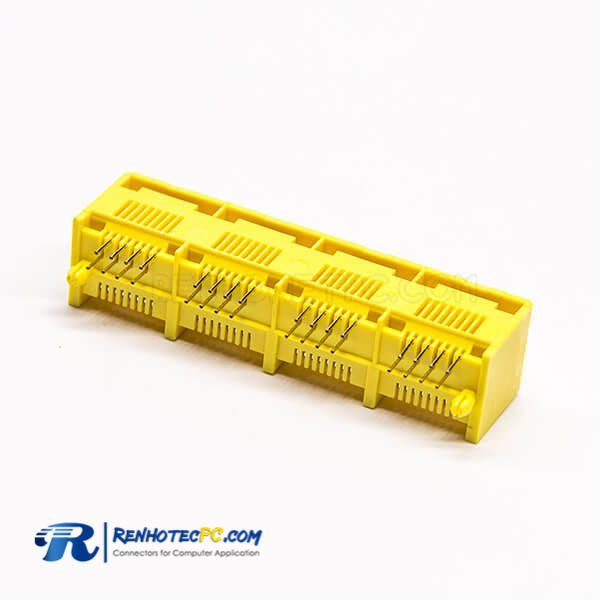 RJ45 Multiport 1*4 8P8C DIP Type PCB Mount 90 Degree Yellow Plastic