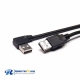 USB A Male Right Angle to Type A Male Black Extension Cable