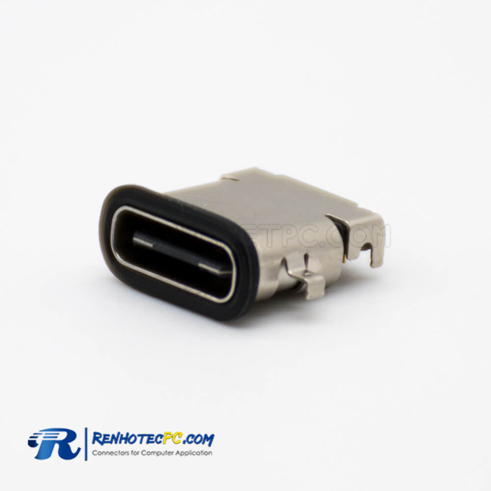USB Type C Connector 3.1 Offset Type Female DIP SMT Type Straight 24 Pin Waterproof