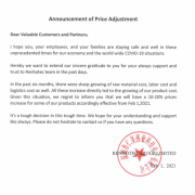 Announcement of Price Adjustment